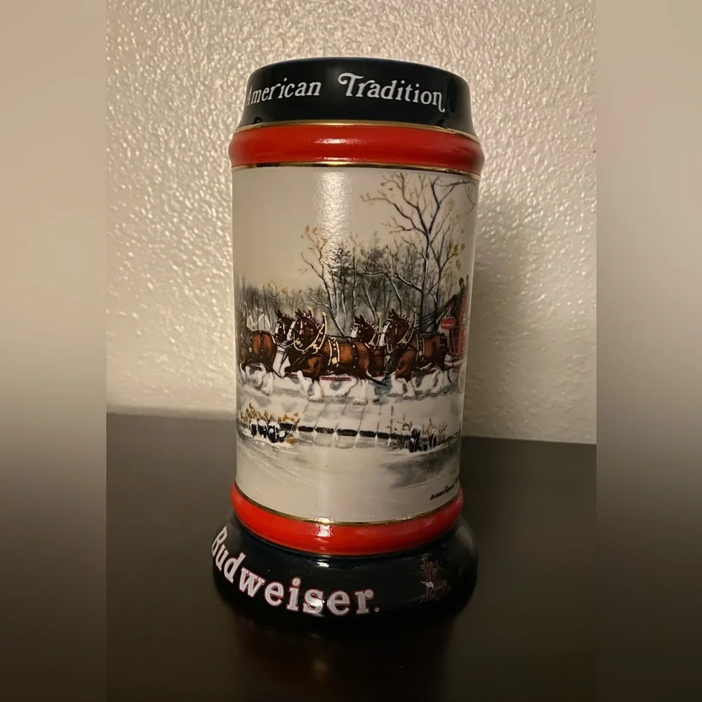 Budweiser 1990 Collector Beer Stein An American Tradition Clydesdales Tankard